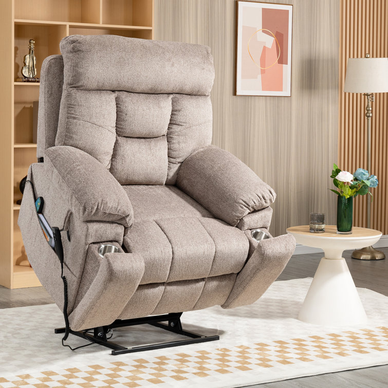 Oversized recliner chair outlet with cup holder